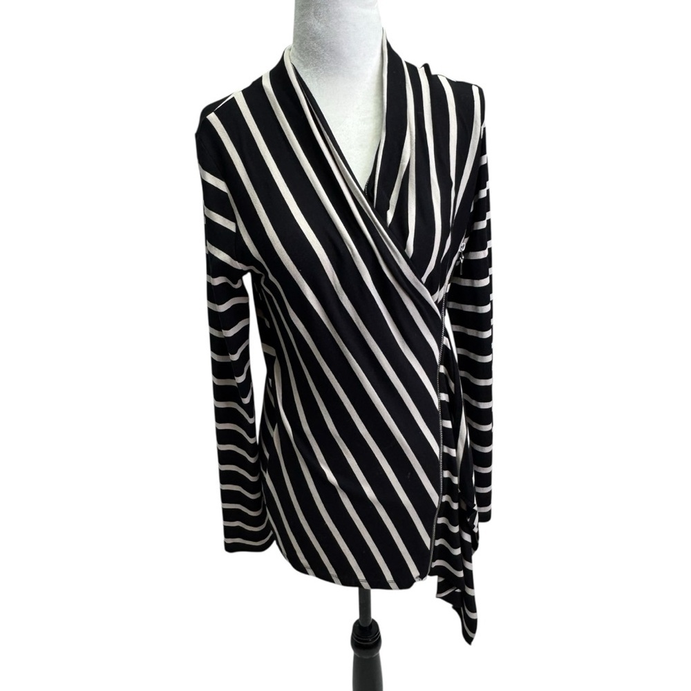 Joseph Ribkoff Black And White Striped Wrap Top Size 8